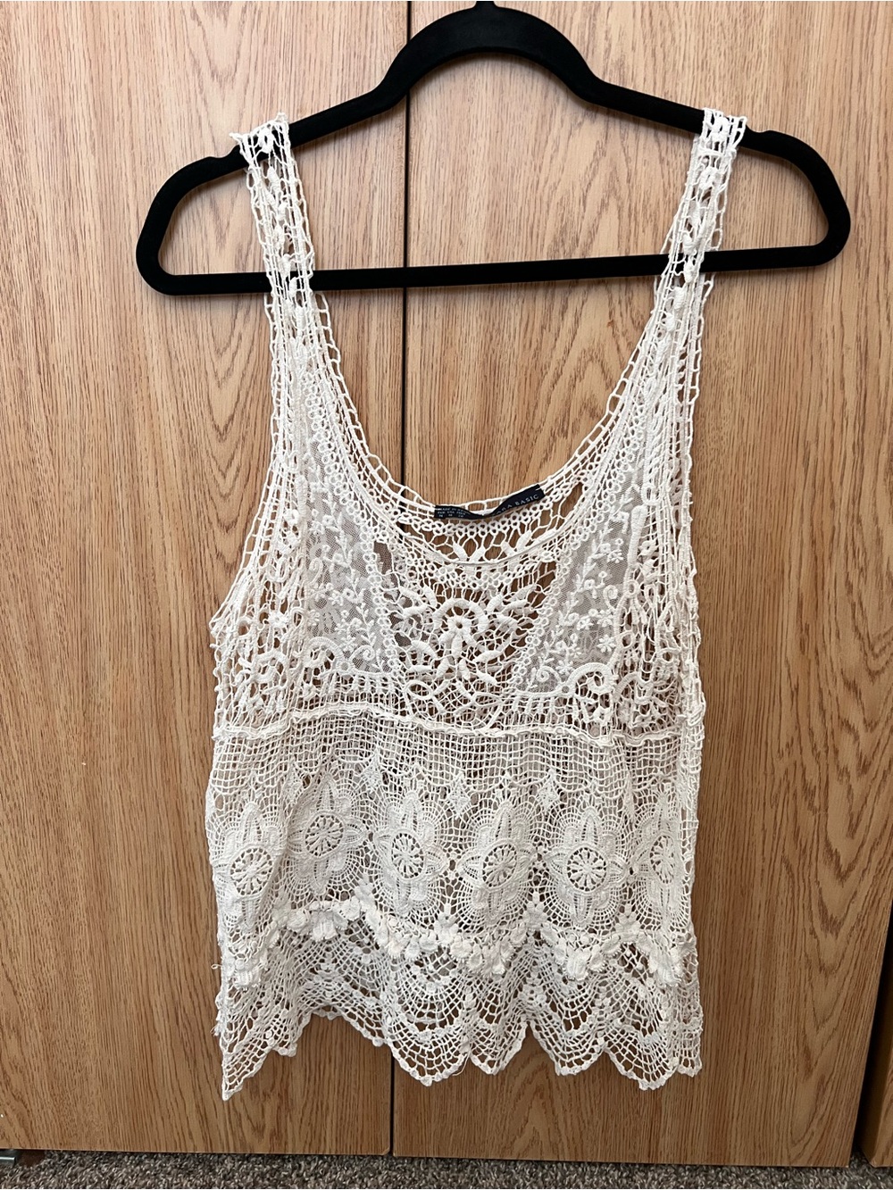 Zara Cream Crochet Lace Tank Top